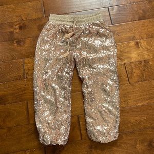 Gold sequin haram style capri pants